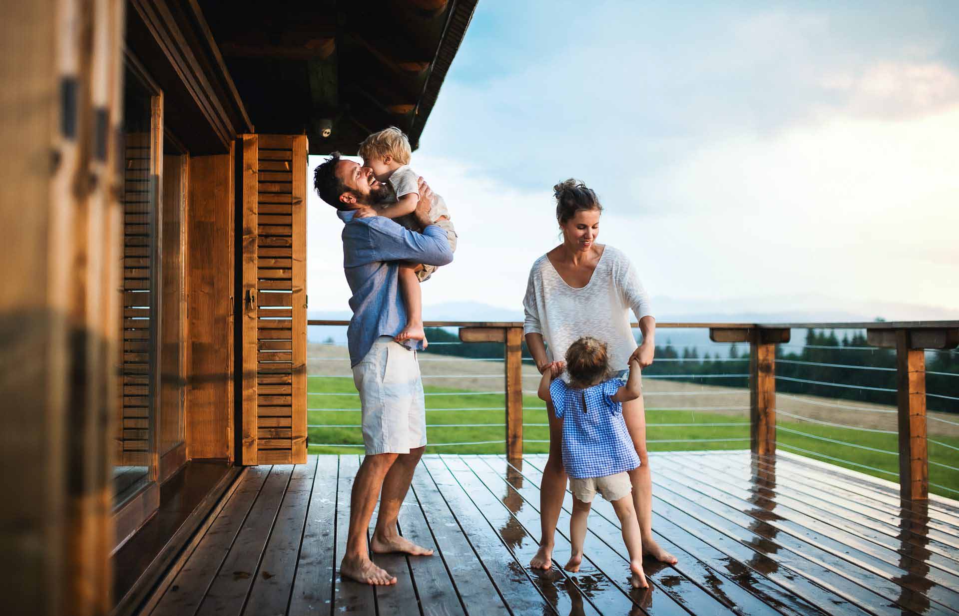 family on beach